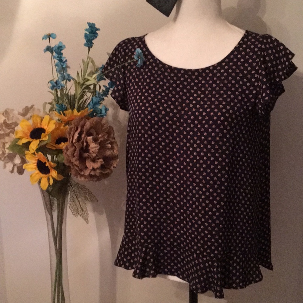 SOLD - Ann Taylor Loft Soft Flowing Black Blouse.
